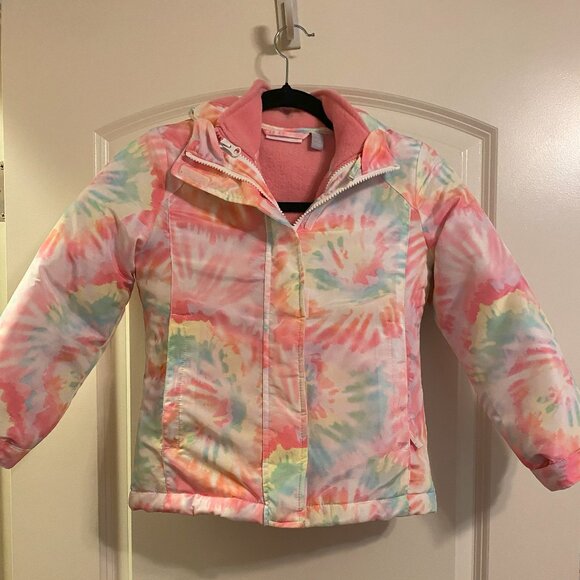 The Children's Place Girls Pink Tie-dye 3 in 1 Puffer Jacket Size 6/7 - Picture 5 of 6